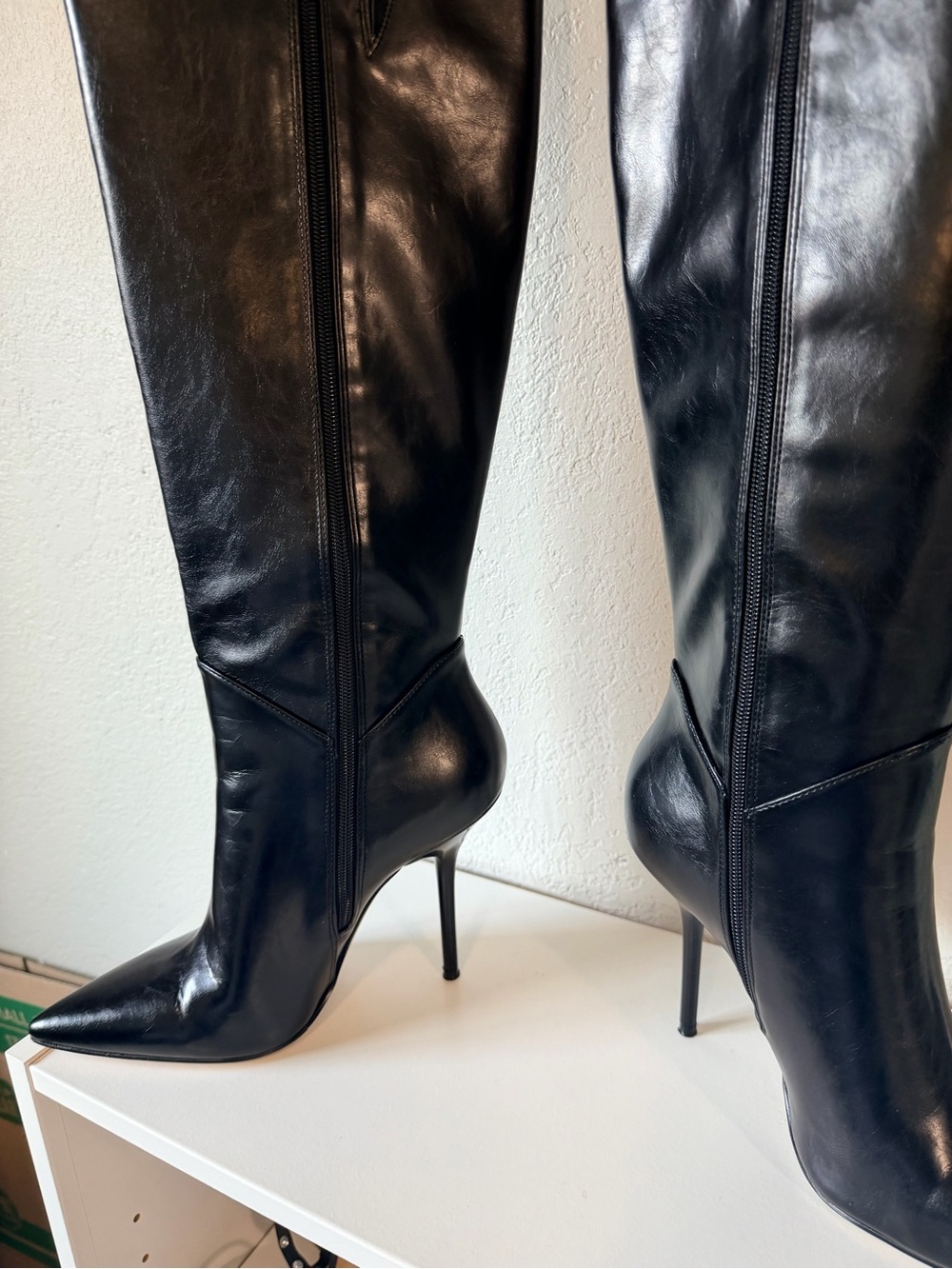 Jessica Simpson Black Pointed-Toe Knee-High Stiletto Boots - Picture 6 of 14